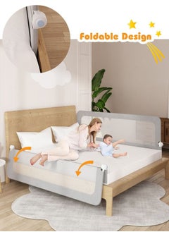 اشتري Bed Rails for Toddlers, Swing Down Safety Bed Guard for Convertible Crib, Folding Toddler Bed Rails Guard for Kids Twin, Double, Full-Size Queen & King Mattress في السعودية