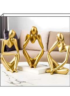 Buy Abstract Home Decor Desktop Thinker Statue Desktop Decorative Figurines Sculpture Abstract Art Resin Figurine 3-Pcs Set in UAE