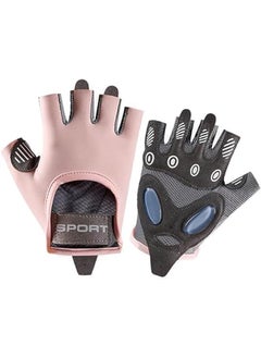 Buy Fingerless Exercise Gloves for Women, Ice Silk Gym Workout Yoga Fitness Training Gloves with Shockproof Non-slip Silicone Pads in UAE