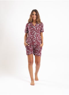 Buy Short Sleeves Shirt & Shorts Classic Pajama Set in Egypt