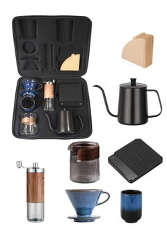 Buy Travel V60 Drip Coffee Set All in 1 Portable Carry Bag, 7-Piece Completed Pour Over Coffee Maker Set, Hand Brew Coffee Accessoris Tools Kit in UAE