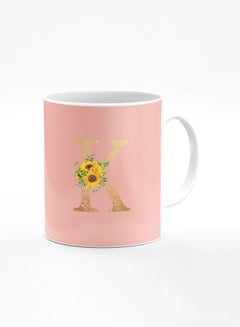 Buy Stylizedd Designer Printed Coffee Mug 11oz Ceramic Personalised Gift Mugs Cup -Custom Monogram Initial Letter Floral Pattern Alphabet - K ( Hot Pink ) in UAE