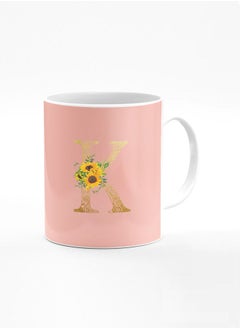 Buy Stylizedd Designer Printed Coffee Mug 11oz Ceramic Personalised Gift Mugs Cup -Custom Monogram Initial Letter Floral Pattern Alphabet - K ( Hot Pink ) in UAE