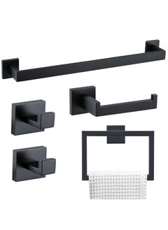 اشتري Bath Towel Bar Set, 5 Piece Bathroom Hardware Accessories Set, Wall Mount Stainless Steel Toilet Paper and Towel Holder في السعودية