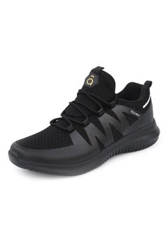 Buy Women Casual Non Slip Low Top Sneakers with Adjustable Elastic Laces No Tie Lightweight Breathable Black in UAE