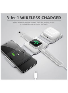 اشتري Padom 3 in 1 Wireless Charger,Magnetic Foldable Charging Station,Fast Wireless Charging Pad (WHITE) في مصر