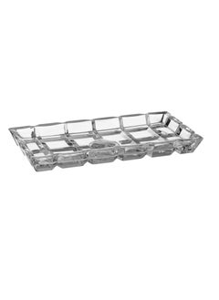 Buy clear glass serving plate with base 35 cm in Saudi Arabia