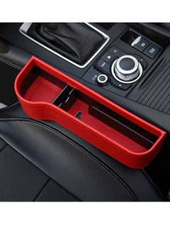 Buy Car Seat Gap Storage Box Cup Holder Multifunctional Car Seat Gap Filler Premium PU Leather Car Console Left Side Pocket Red in UAE