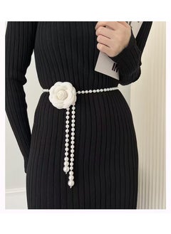 Buy Camellia Flower Pearl Waist Chain Elegant Belt AccessoryWhite petal imitation cashmere White petal imitation cashmere in UAE