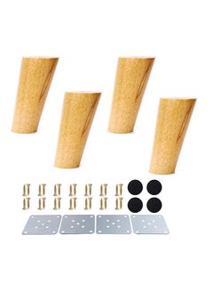 Buy Set of 4 Solid Wood Slant Conical Furniture Legs Rubber Wood Sofa Legs Coffee Table Legs TV Bench Legs DIY Replacement Parts for Cabinet(10cm) in UAE