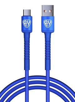 Buy USB Type-C Fast Charging Cable QC3.0 200cm 3A Blue Colour in UAE