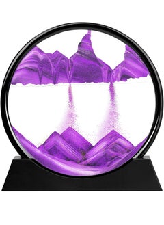 Buy Flowing Sand Painting, 3D Art Pattern Round Glass Sand Crystal for Relaxing Quicksand Display Desktop Decoration for Kids and Adults Purple in Saudi Arabia