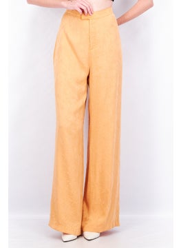 اشتري Women Regular Fit Textured Trouser Pants, Coral Orange في الامارات