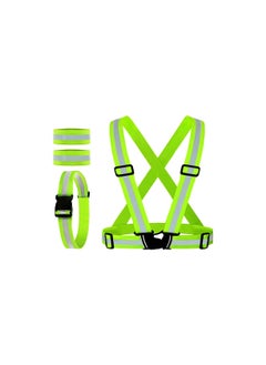 اشتري Reflective Vest, Reflective Glow Belt with 2Pack Reflector Armbands, Adjustable Elastic Safety Vest Outdoor Reflective Belt High Visibility, Ultralight & Comfy for Running, Jogging, Walking, Cycling, في الامارات