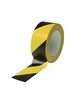 Buy Hazard Warning Tape Black And Yellow Adhesive Safety Tape Caution Barricade Construction Tape For Dangerous Areas, Walls, Pipes, Equipment Floor Marking Tape 28MMX25MM Dust Free in UAE