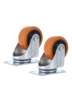 Buy 2-Piece 75mm Orange PVC Medium Duty Caster Double Ball Bearing - Swivel - Plate in Saudi Arabia