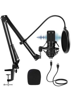 Buy Professional Studio Mic Kit, USB Condenser Microphone with Adjustable Stand, 192KHZ/24BIT, Plug&Play, Professional Studio Podcast Microphone for Recording YouTube Gaming in Saudi Arabia