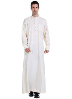 اشتري Men's Muslim Clothing Durable Soft Abaya Long Dress Ethnic Wear Casual Shirt with Pockets في السعودية