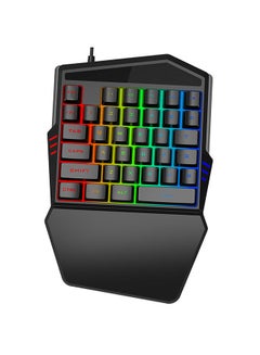 Buy T19 Wired One-handed Gaming Keyboard 35 Key Colorful RGB Backlight Ergonomic Design Keyboard for Android/Windows/IOS in Saudi Arabia