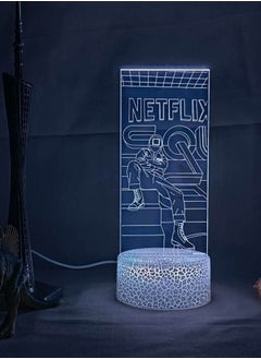 Buy 3D Multicolor Night Light Illusion Table Lamp USB Korean Games Mood Bedside Lamp Square Administrator Role White Cracked Base Acrylic 16 Color with Remote in UAE