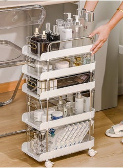 Buy Narrow Storage Bathroom Storage Kitchen Storage Makeup Organizer Cosmetics Storage Multipurpose for Bathroom Kitchen Office with Wheel 6 Layers White L36.8xH82.5xW18 cm in UAE