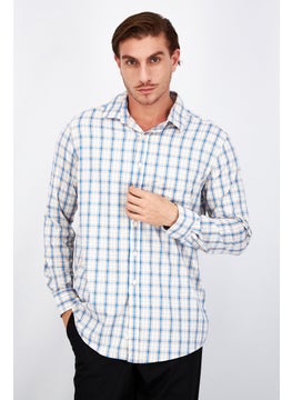 اشتري Men Regular Fit Plaid Long Sleeves Casual Shirt, Blue Combo في الامارات