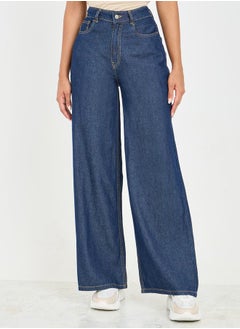 Buy High Waist Wide Leg Denim Jeans in Saudi Arabia