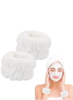 Buy 2 Pcs Wrist Towels for Washing Face - Microfiber Wristbands for Washing Face, Spa Wristbands for Washing Face, Fluffy Towel Bands, Arm Bands for Washing Face for Women and Children, White in Egypt