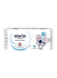 Buy Premium Baby Wet Wipes, 99.91% Pure Water 60 Wipes in UAE