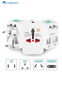 Buy All in One Universal International Adapter Multifunctional Travel Plug for EU UK US AU AC AC Power Charger Socket Converter Socket Plug Adapter Connector with 2 USB Ports in Saudi Arabia