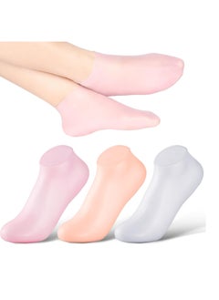 Buy Silicone Socks 3 Pairs Latex Gel Socks Aloe Heel Socks Anti Slip Silicone Moisturizing Socks for Women Men Dry Cracking Skin (X-Large) in UAE