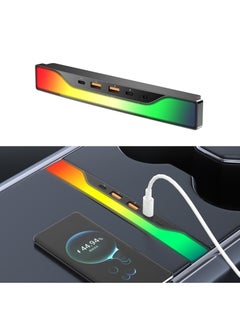 Buy Docking Station for Tesla, RGB Light USB Hub with Model 3 Model Y, Car USB Charger Multi Port Interior Ambient Lighting Accessories Fit for Tesla Center Console Docking Station (Colorful) in UAE