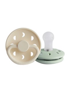 Buy Pack Of 2 Moon Phase Silicone Baby Pacifier 0-6M, Cream/Sage in Saudi Arabia