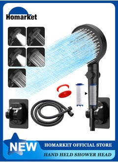 اشتري Filtered Shower Head,High Pressure 5 Spray Mode Handheld Showerhead with Extra 59" Long Hose,Adjustable Bracket Holder and ON/OFF Pause Switch for Saving Water -Ideal for Dry Skin & Hair,Matte Black في الامارات