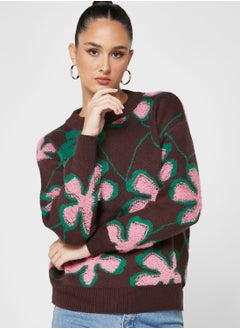 Buy Floral Intarsia Sweater in UAE