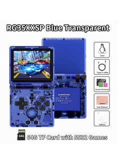 اشتري Flip Handheld Game Console, 3.5-inch IPS Screen, Linux H700 Video Game Player, Support Streaming WIFI Bluetooth (Transparent Blue, 64G) في السعودية