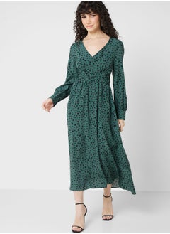 Buy V Neck Printed Dress in Saudi Arabia