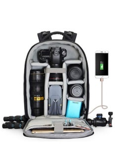 Buy Camera Backpack Professional DSLR Bag with USB Charging Port Rain Cover Photography Laptop Backpack for Women Men Waterproof Camera Case Compatible for Sony Canon Nikon Lens Tripod Accessories in UAE