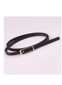 Buy Dress With Sweater Thin Belt Women's Versatile Needle Button PU Small Belt 105cm Black in UAE