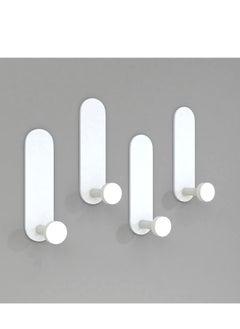 Buy 4 PCS White Adhesive Hooks Self Adhesive Hooks No Nails Wall Hangers Suitable For Hanging Robe Clothes Keys Kitchen Hallway Hooks Bathroom Tower Hooks Glue Sticky in UAE