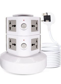 اشتري Padom Universal Vertical Tower Power Strip, Multi Socket(110V-250V) with 2 USB Ports, Electric Charging Station Surge Protector, suitable for any country في الامارات