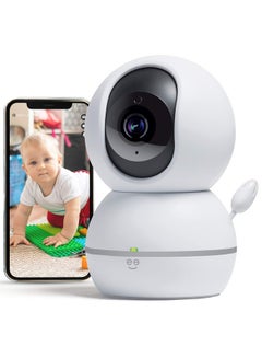 Buy Smart Home Pet And Baby Monitor With Camera 1080P Wireless Wifi Camera With Motion And Sound Alert (White) in UAE