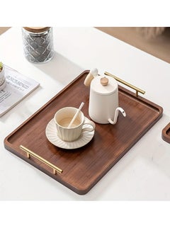 Buy Wooden Tray,Large Bamboo Serving Tray With Handles,Snack Tray,Dessert Tray,Breakfast Dinner Food Tray,Desserts,Cakes,Tea Cups,Coffee Tea Serving Tray For Home Hotel Restaurant in UAE