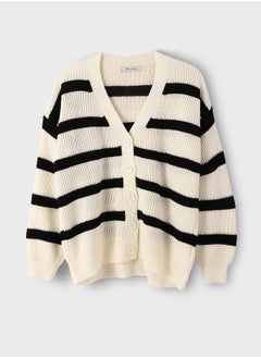 Buy V-Neck Striped Long Sleeve Women's Cardigan in Egypt