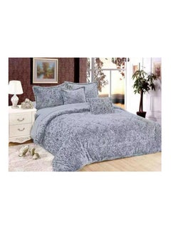 Buy New Season Special Production comforters set velvet Satin Fabric Fiber Filled Duvet Bedspread 6pcs Set-Grey in UAE