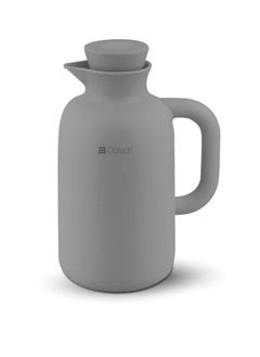 اشتري DorschHome Vacuum Jug - 1L Double-Walled Glass Liner, Insulated Rubber Handle, Leakproof Lid - Keeps Hot for 12 Hours, Cold for 24 Hours (Ash) في الامارات