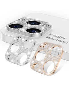 اشتري [2022 NEW] for iPhone 14 Pro Max & Camera Lens Protector Bling [No Glass], Pro, Glitter Diamond Metal Cover Phone Accessories, Silver+Rose Gold في السعودية