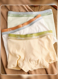 Buy Set of 3 Men's 95% Cotton Original Design Boxer Shorts Breathable Friendly Skin Underwear Summer Seamless Medium Waist Briefs Multicolour in Saudi Arabia