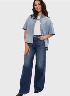 Buy High Waist Wide Leg Jeans in UAE