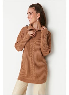 Buy Thessaloniki Braided Zippered Knitwear Sweater in Egypt